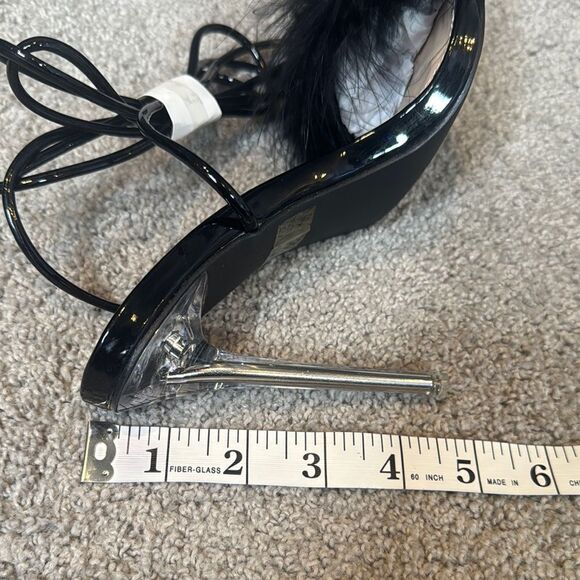 Women Wild Diva Black Open Toe Feathered Lace Up Stiletto High Heel Size 6.5 NEW - Picture 5 of 12